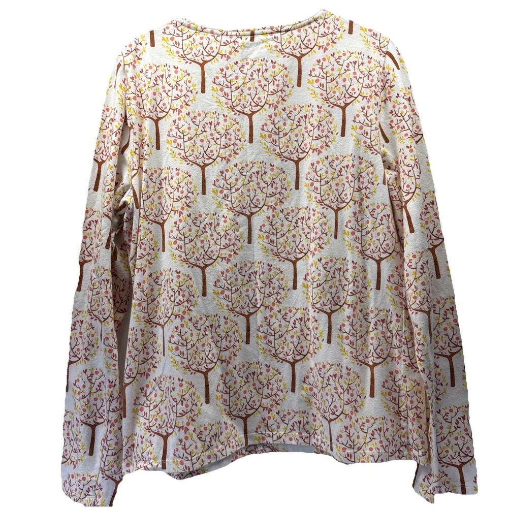 Talbots Women's Top Sz Large Red Brown White Long Sleeve Cotton Pullover Stretch - Picture 4 of 7